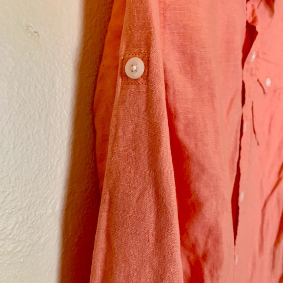 GAP kids Orange button down linen shirt. - Picture 8 of 10